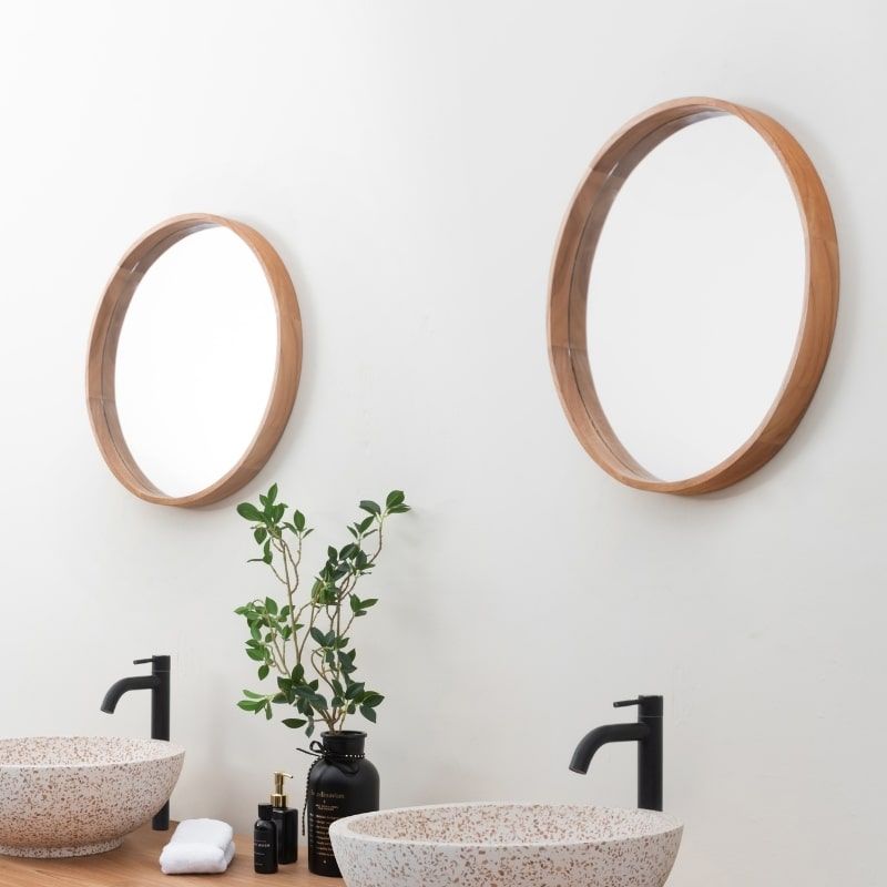 miroir bois rond