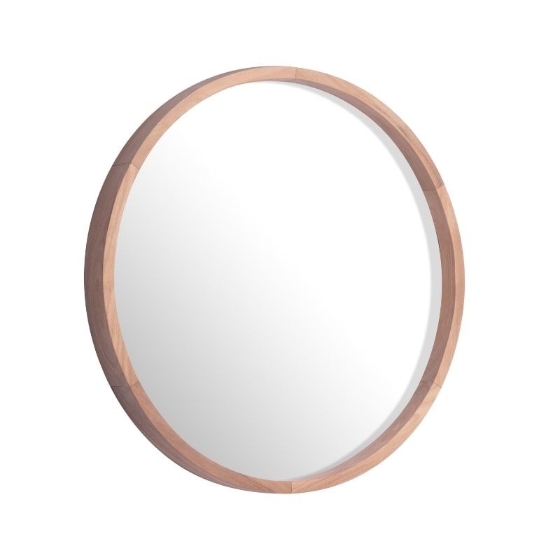 miroir rond contour bois